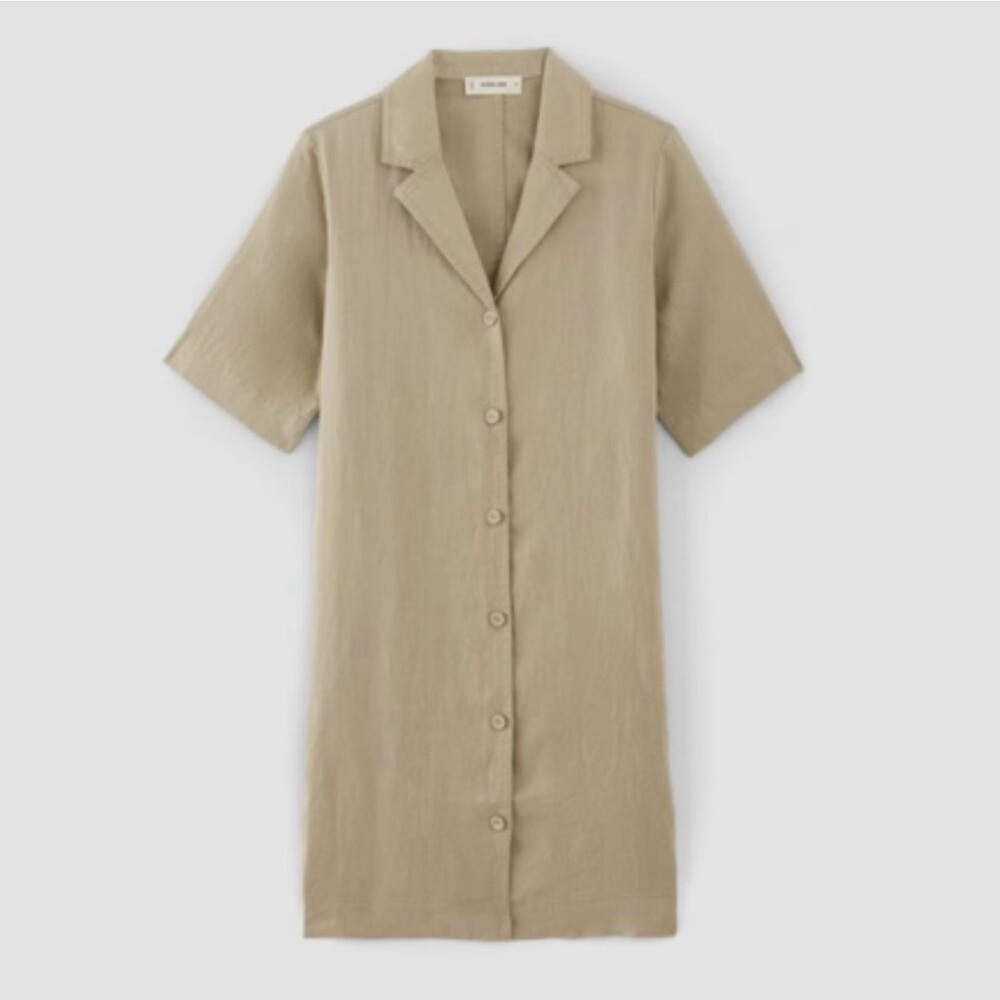 Everlane The Shirtdress in Linen, kahki, Medium